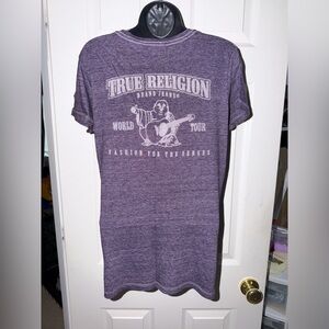 True Religion Women’s Vneck Purple Graphic Short Sleeve Tshirt